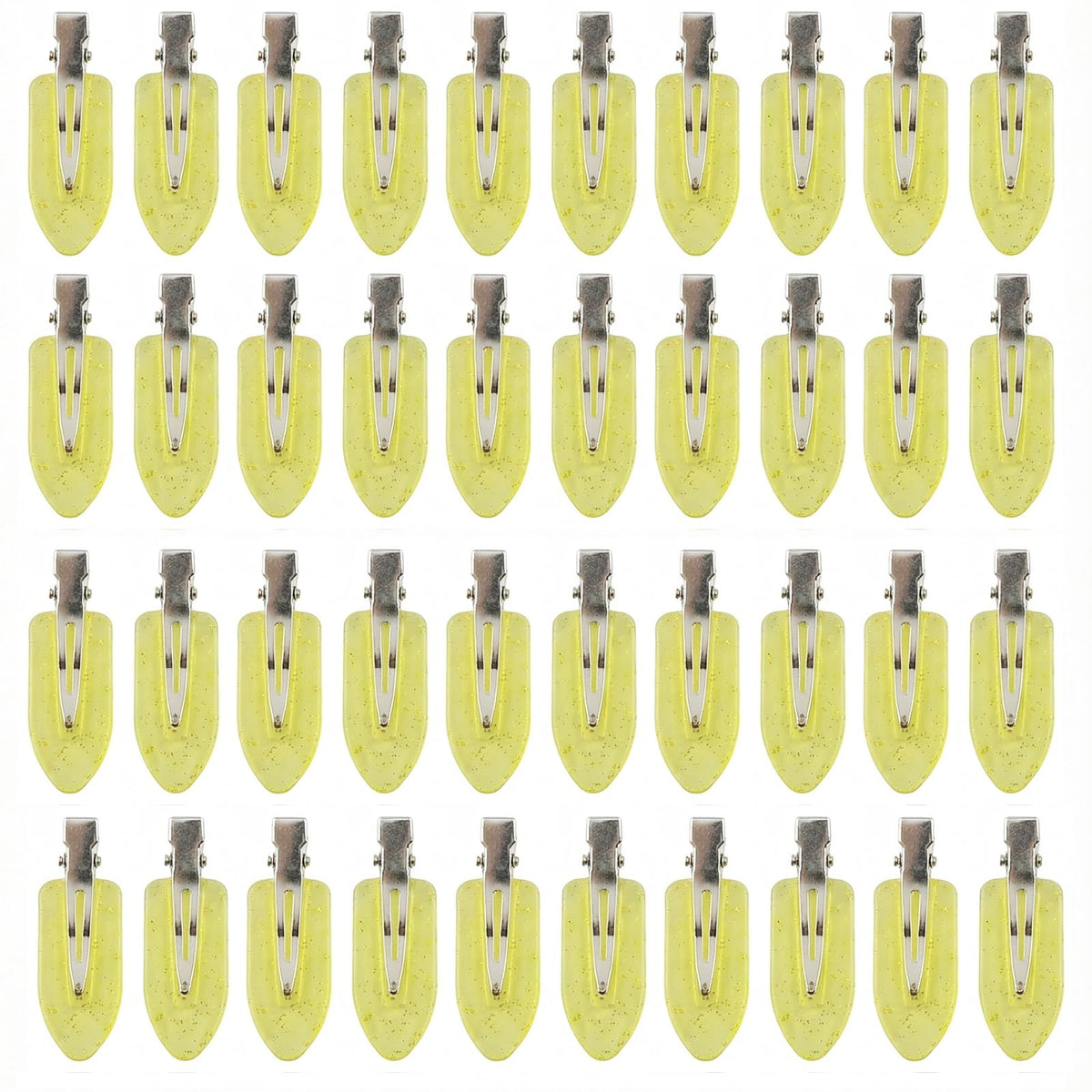 Eswala no-crease hair clips bulk pack in translucent yellow, ideal for makeup application.