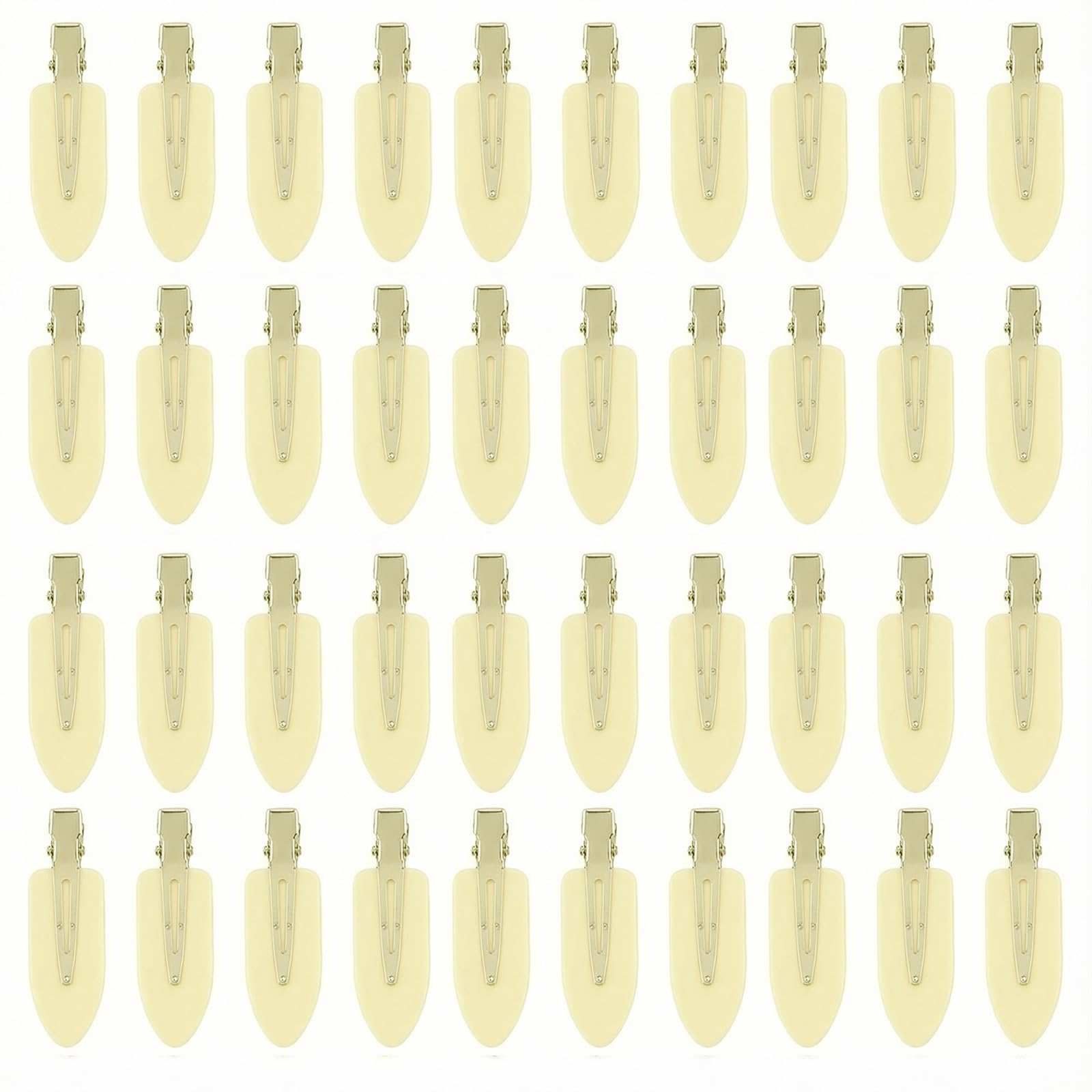 Eswala no-crease hair clips in beige for makeup application and tidy bangs.