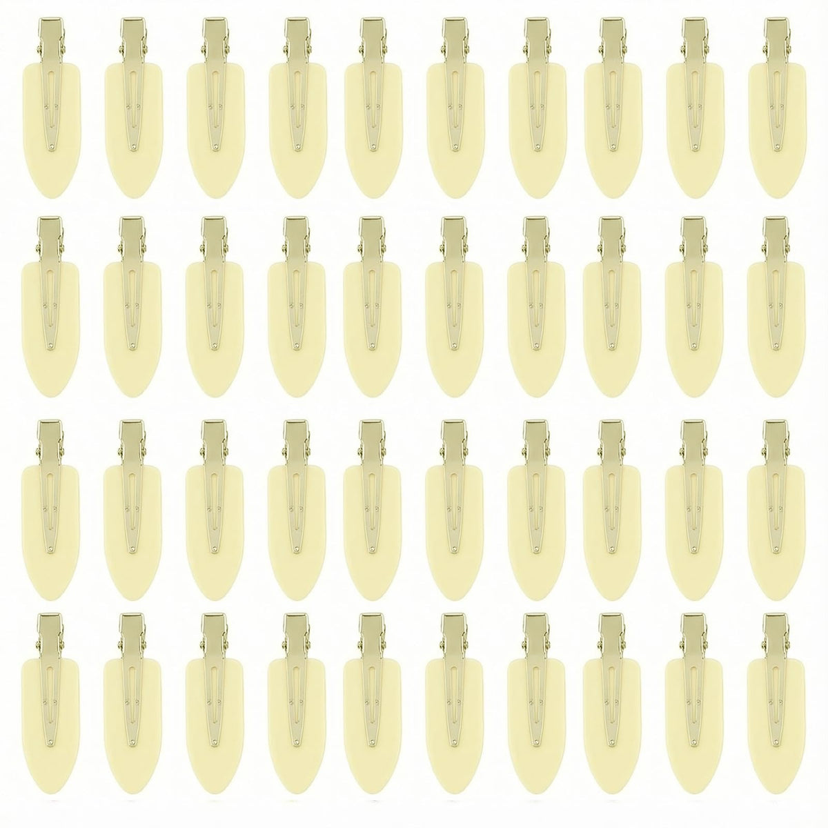 Eswala no-crease hair clips in beige for makeup application and tidy bangs.