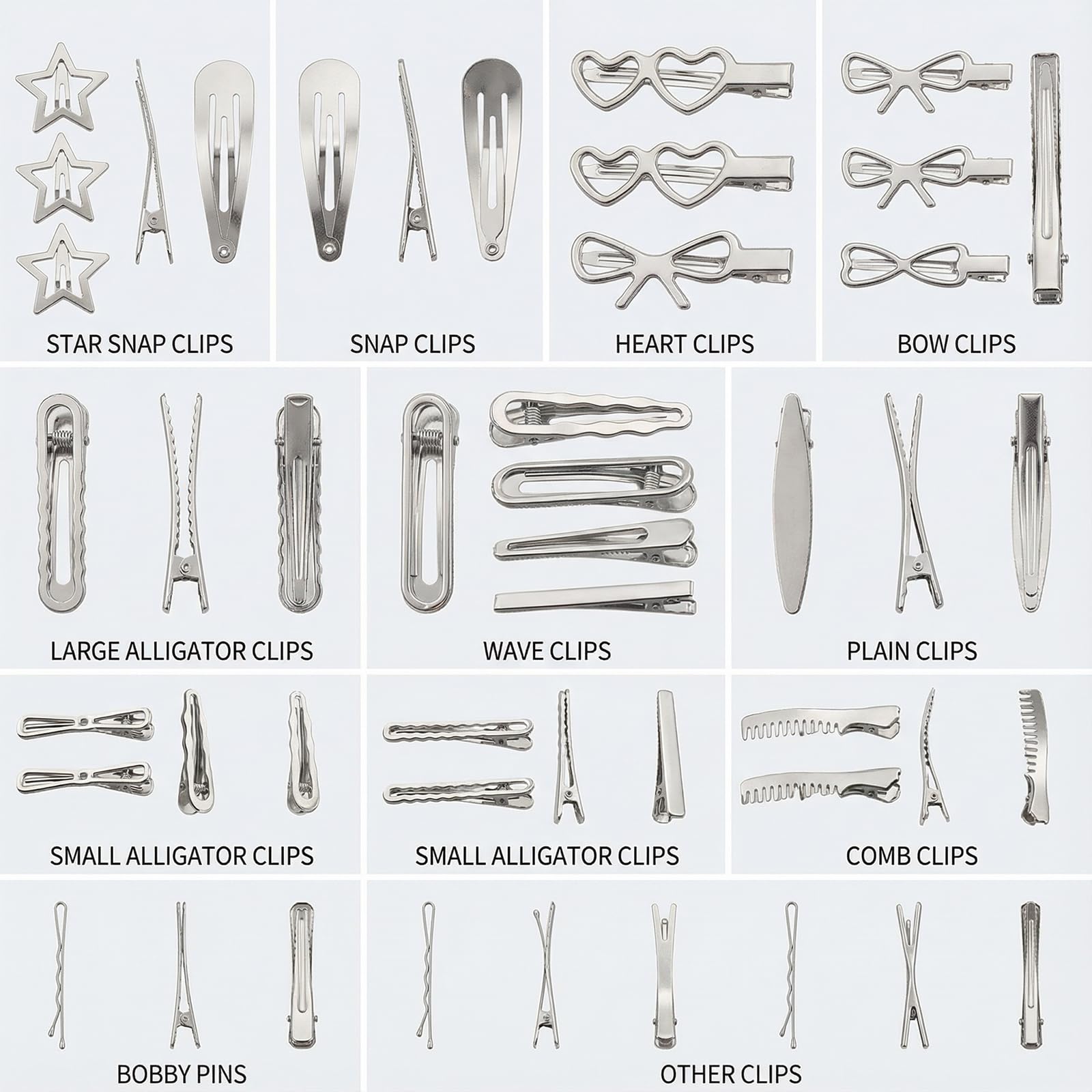 Eswala silver alligator clip grips thicker hair for lasting style.