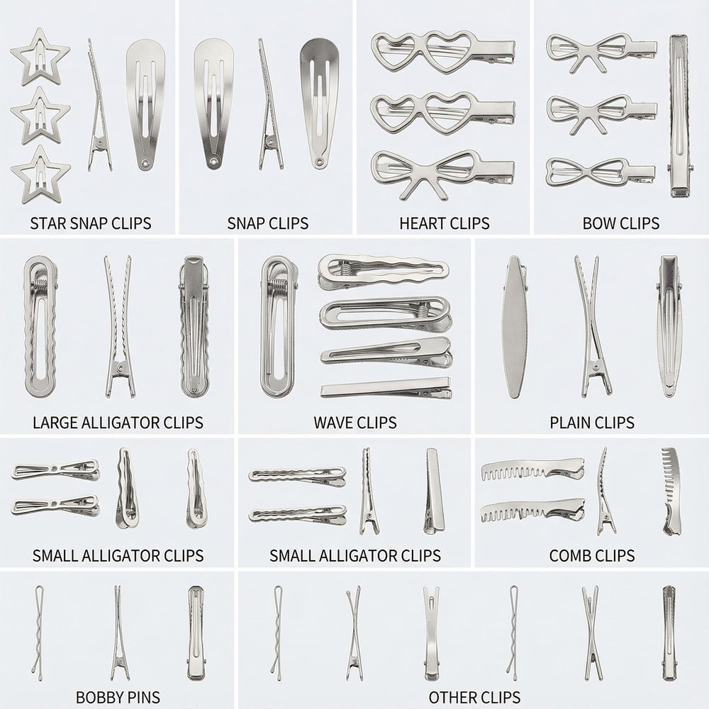 Eswala silver alligator clip grips thicker hair for lasting style.