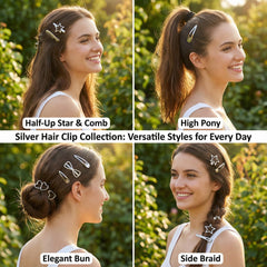 Eswala silver hair tie keeps ponytails neat during movement.