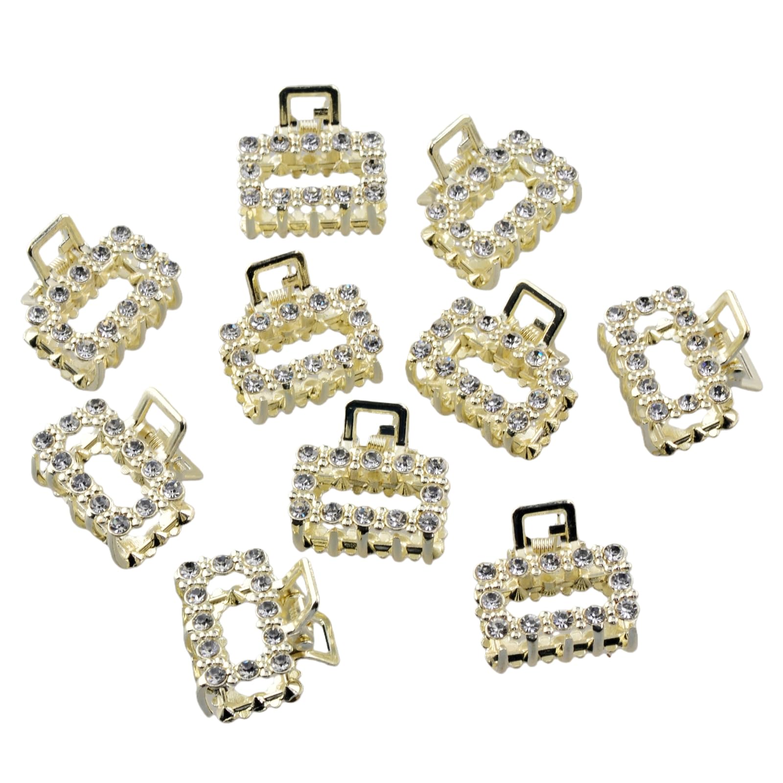 Eswala small gold hair clip with rhinestone adds subtle daily sparkle