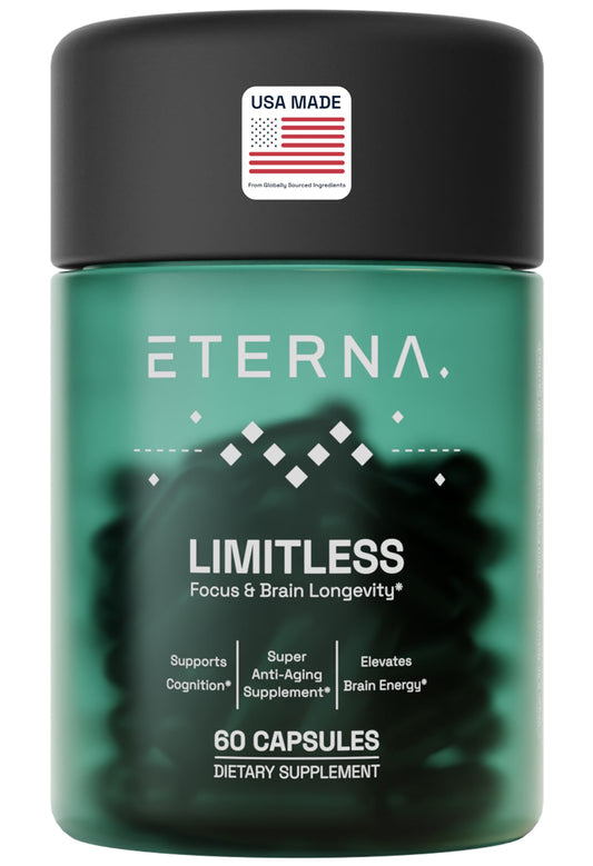 Eterna Limitless bottle with label indicating 1 month supply