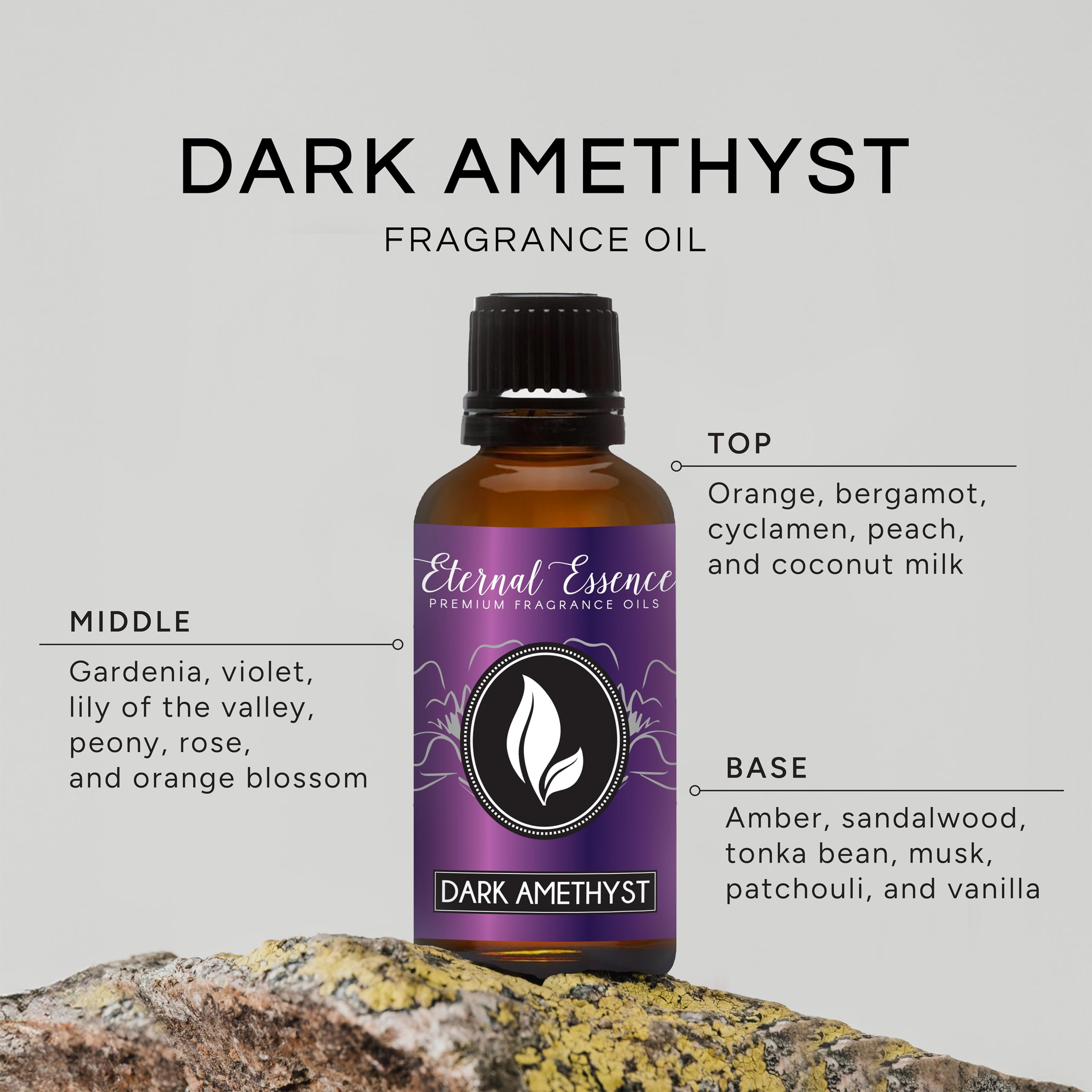 Amber glass 30ml bottle with dropper for Dark Amethyst fragrance oil