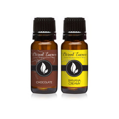 Front view of Eternal Essence Oils 2-pack 10ml Chocolate & Banana Creamy fragrance bottles