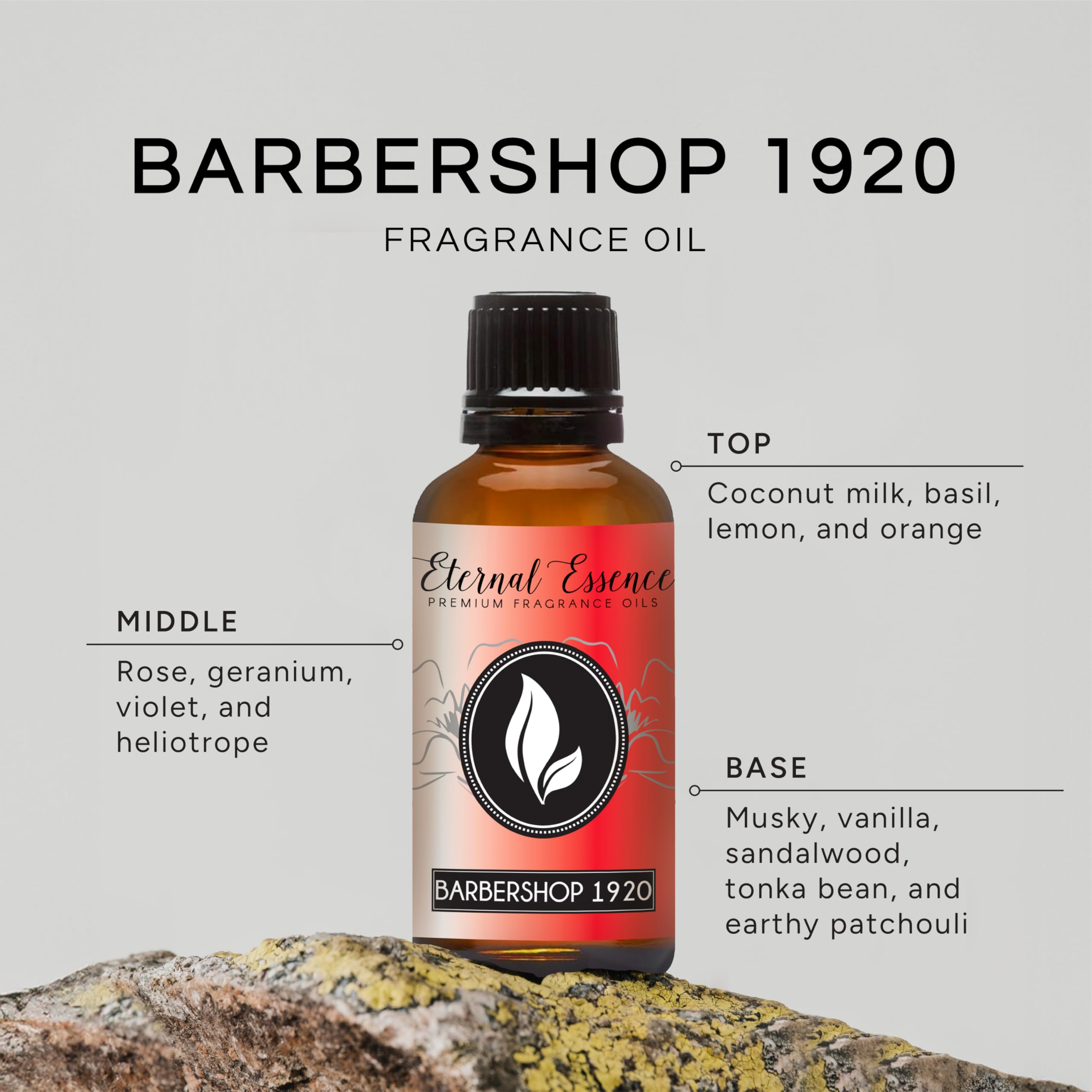 Close-up of Barbershop 1920 amber glass bottle with dropper