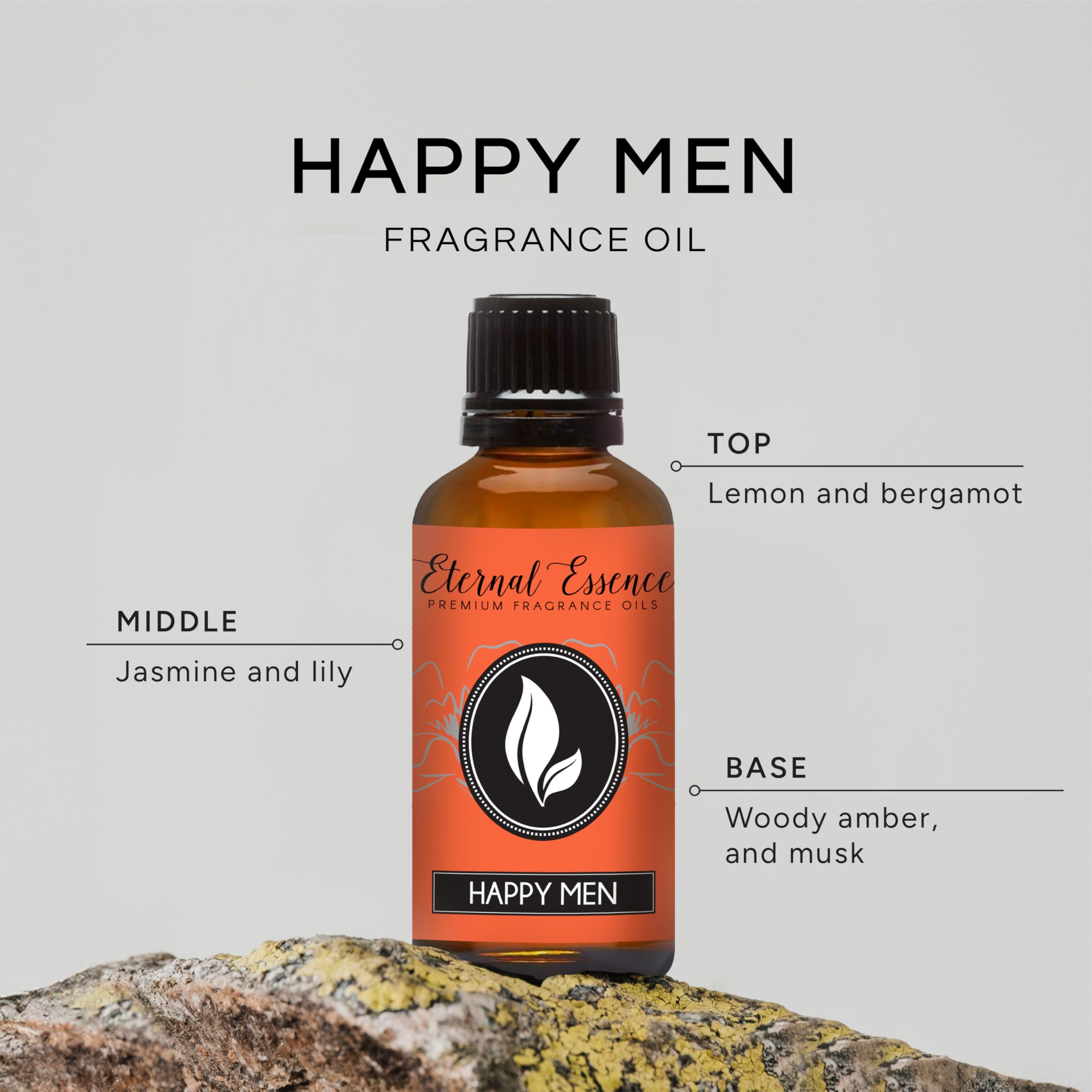 Happy Men fragrance oil 30ml bottle with cap and dropper