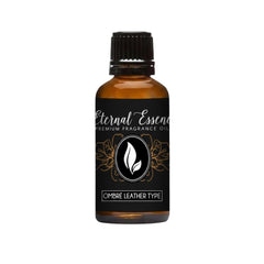 Leather Ombré 30ml fragrance oil bottle in amber glass with tamper-evident cap and dropper