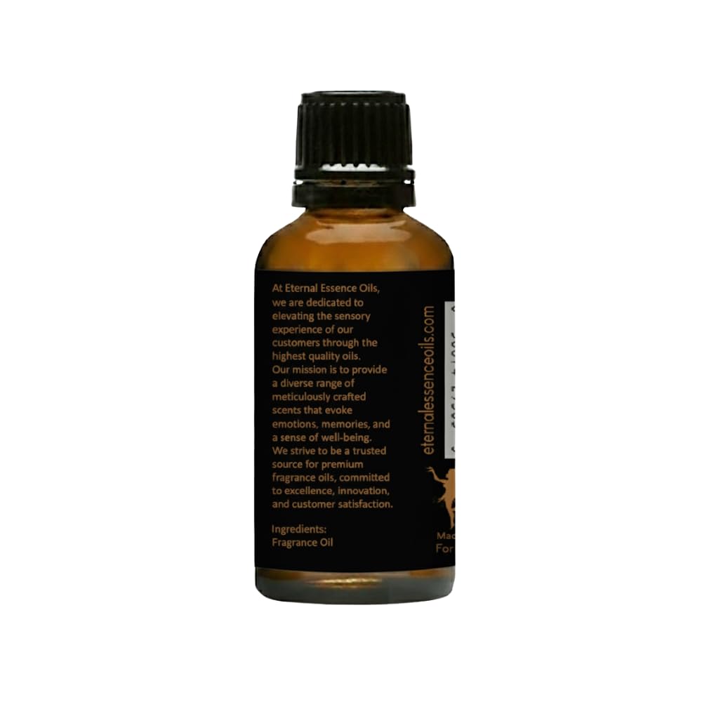 Close-up of amber glass bottle and dropper for Leather Ombré fragrance oil by Eternal Essence Oils