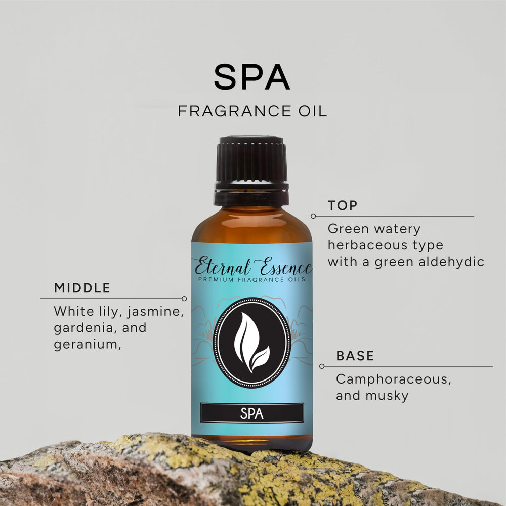 Spa fragrance oil 30ml bottle with black ribbed cap and tamper-evident ring
