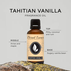 Close-up of Tahitian Vanilla fragrance oil bottle with dropper insert