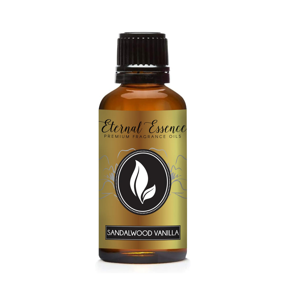 Eternal Essence Oils Sandalwood Vanilla 30ml amber glass bottle with dropper