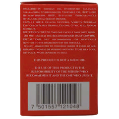 Label close-up highlighting astaxanthin and hydrolyzed collagen ingredients