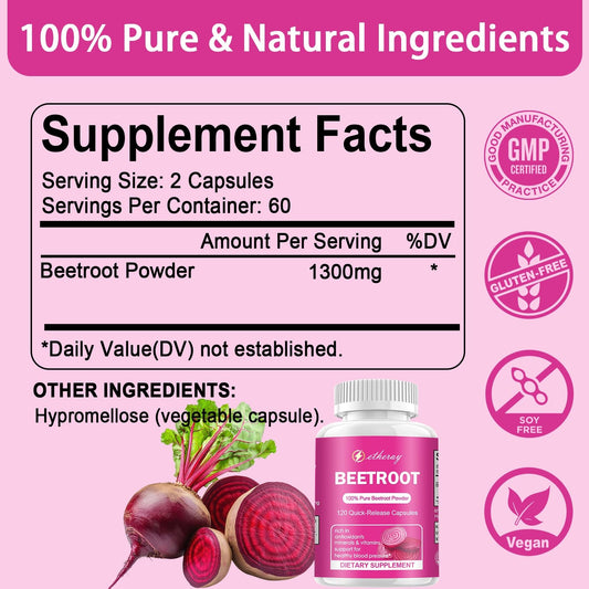 Etheray Beetroot Capsules 120-count pack shot