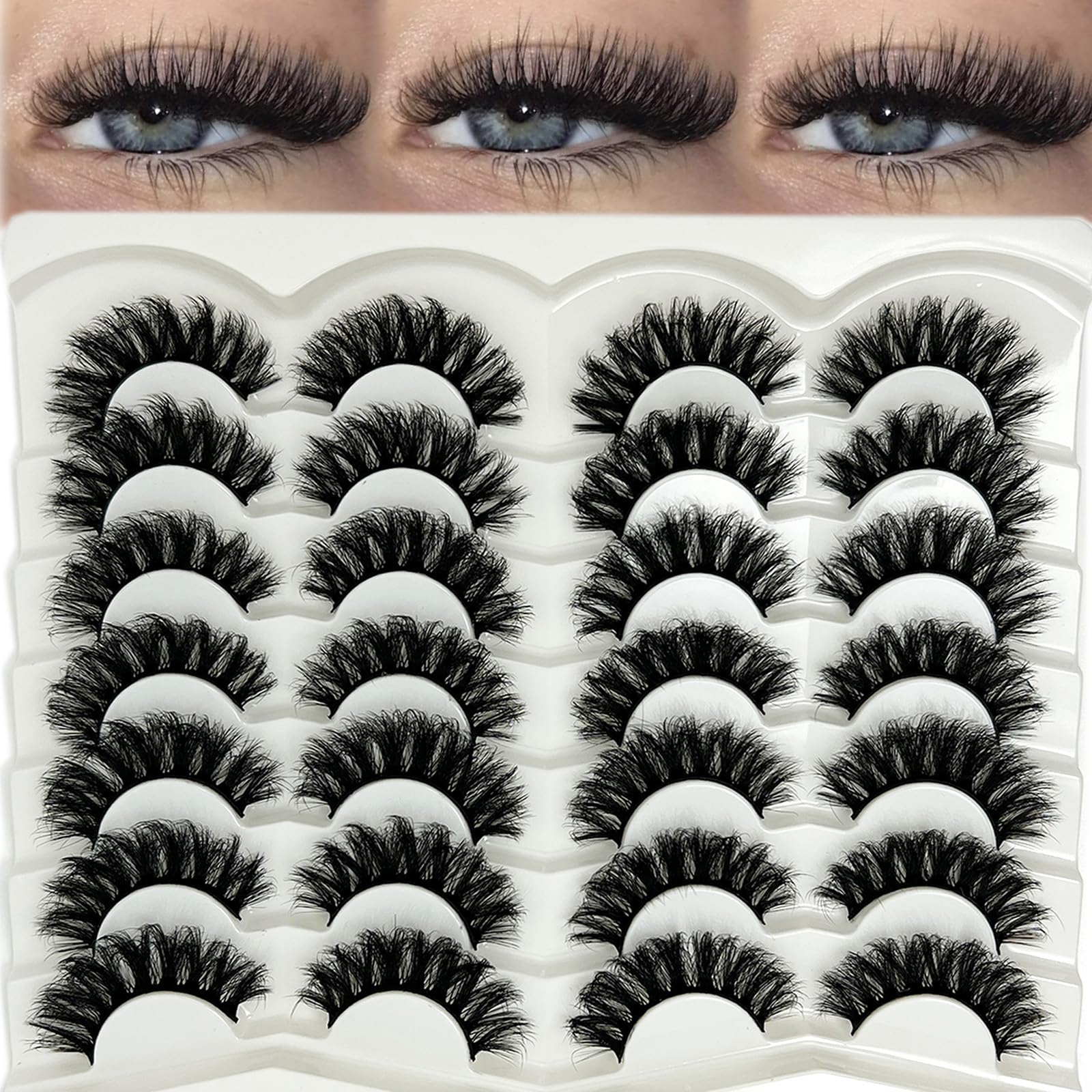 etokdos fluffy lashes with D curl create a dramatic 20mm look.