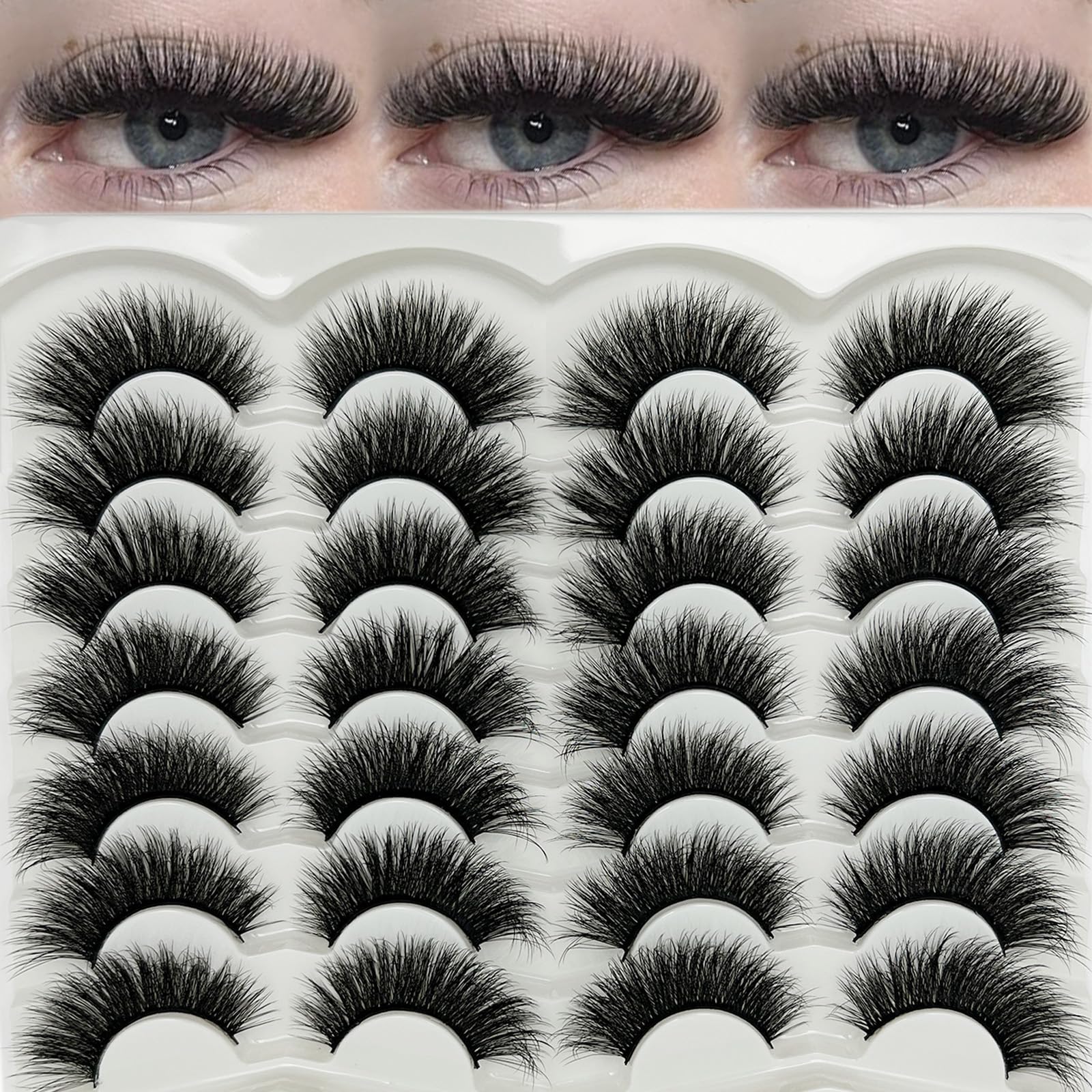 etokdos Mink Lashes Cat Eye CCurl 20mm for dramatic length.