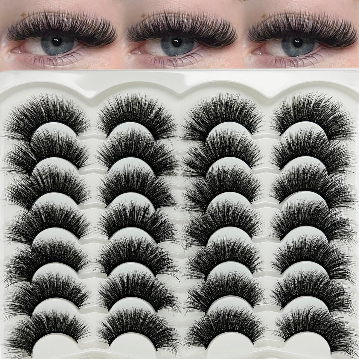 etokdos Mink Lashes Cat Eye CCurl 20mm for dramatic length.