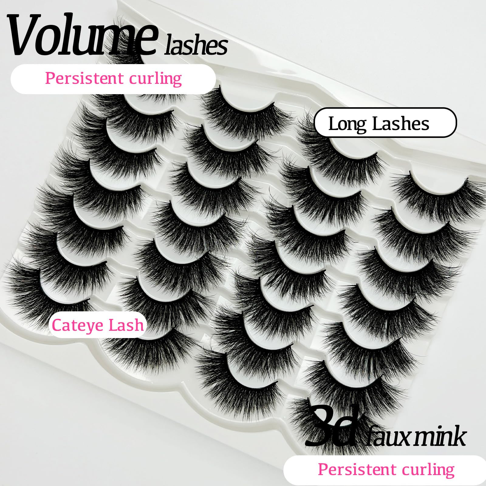 etokdos Mink Lashes fluffy 3D volume adds soft fullness.