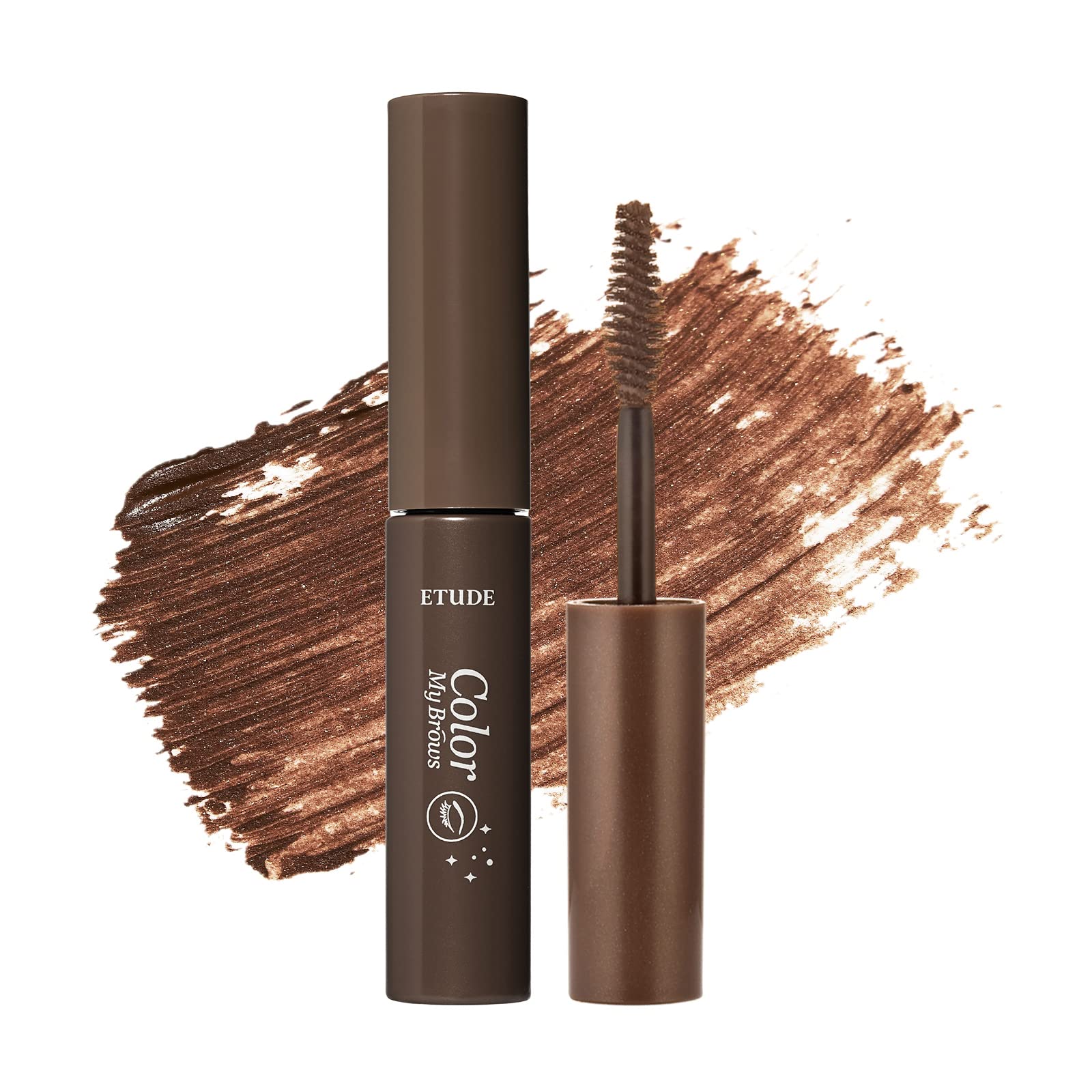 ETUDE Color My Brows brow mascara application shows precise wand for natural 3D tint