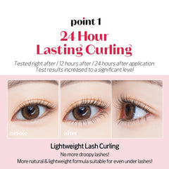 ETUDE Curl Fix Mascara Mini 24-hour curl hold shown in tests