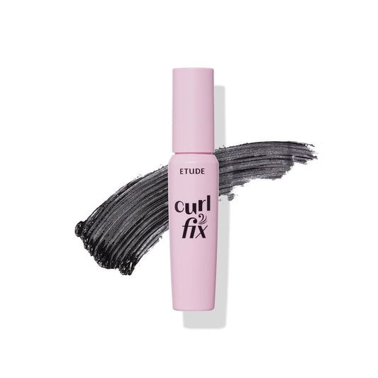 ETUDE Curl Fix Mascara Mini brush closeup shows precise curling and lift
