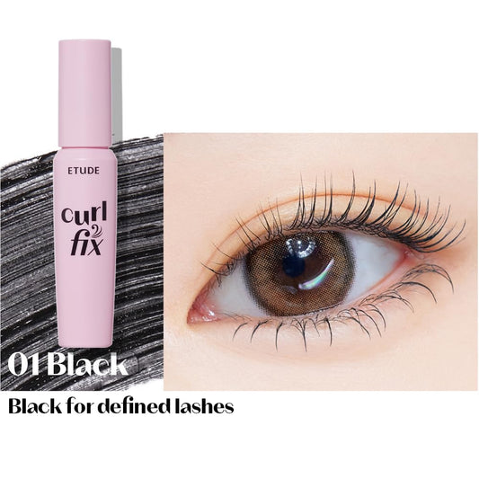ETUDE Curl Fix Mascara Mini wand application demonstrates easy, clump-free volume