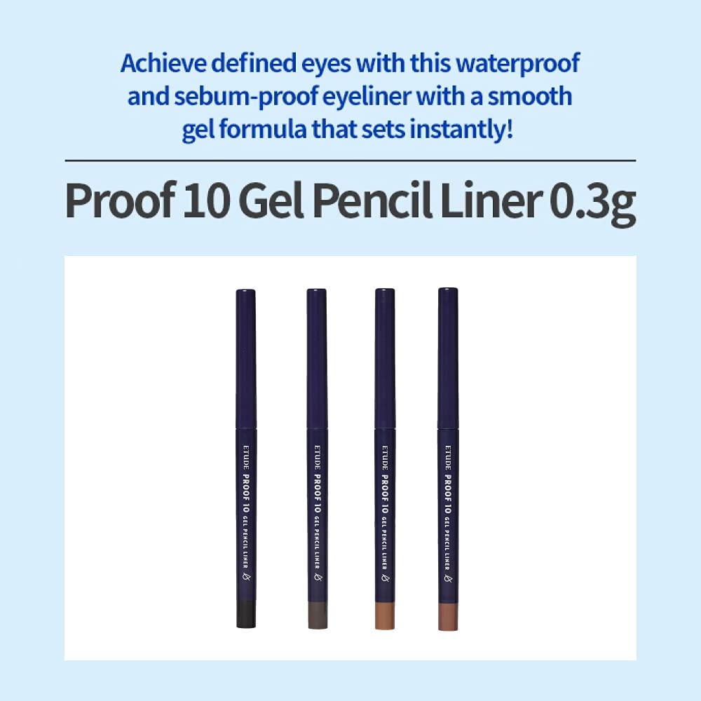 ETUDE Proof 10 Gel Pencil Liner sharpened tip enables precise lines.
