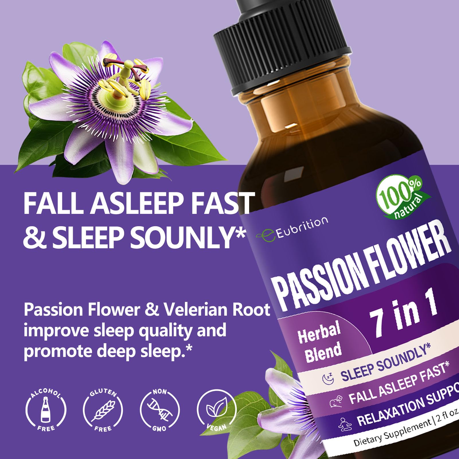 Label of Eubrition Passion Flower Liquid Drops bottle