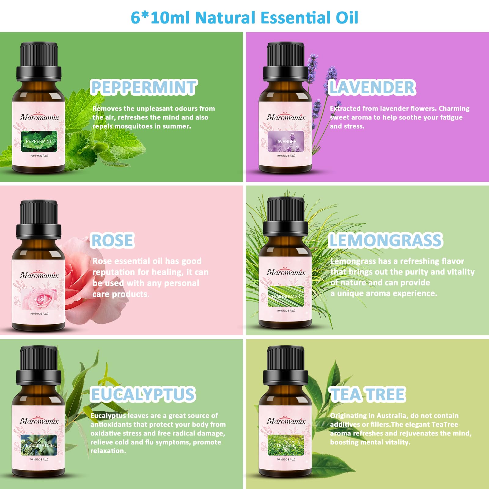 Eucalyptus essential oil bottle 10ml in amber glass
