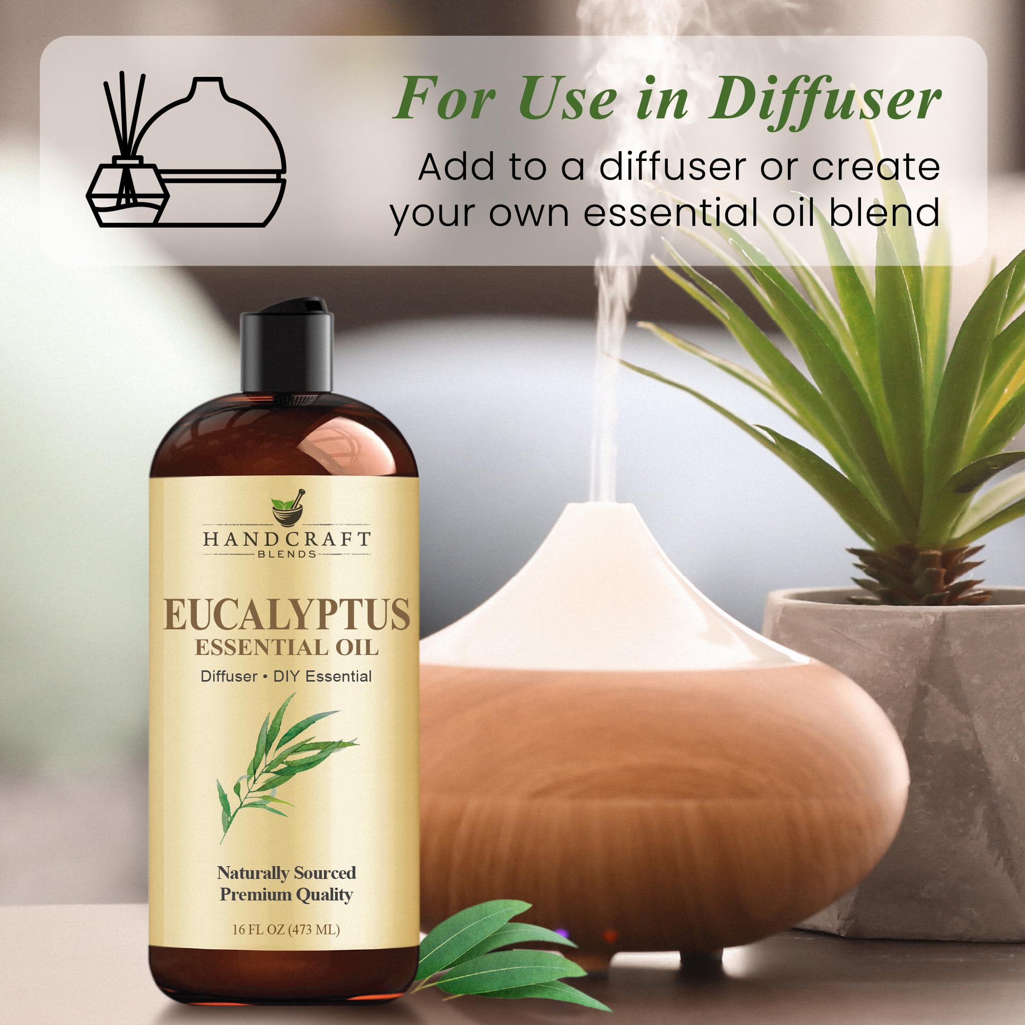 Eucalyptus oil diffusers releasing a fresh earthy aroma