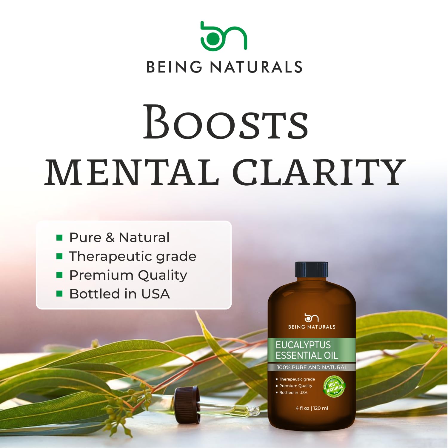 Eucalyptus essential oil dropper bottle