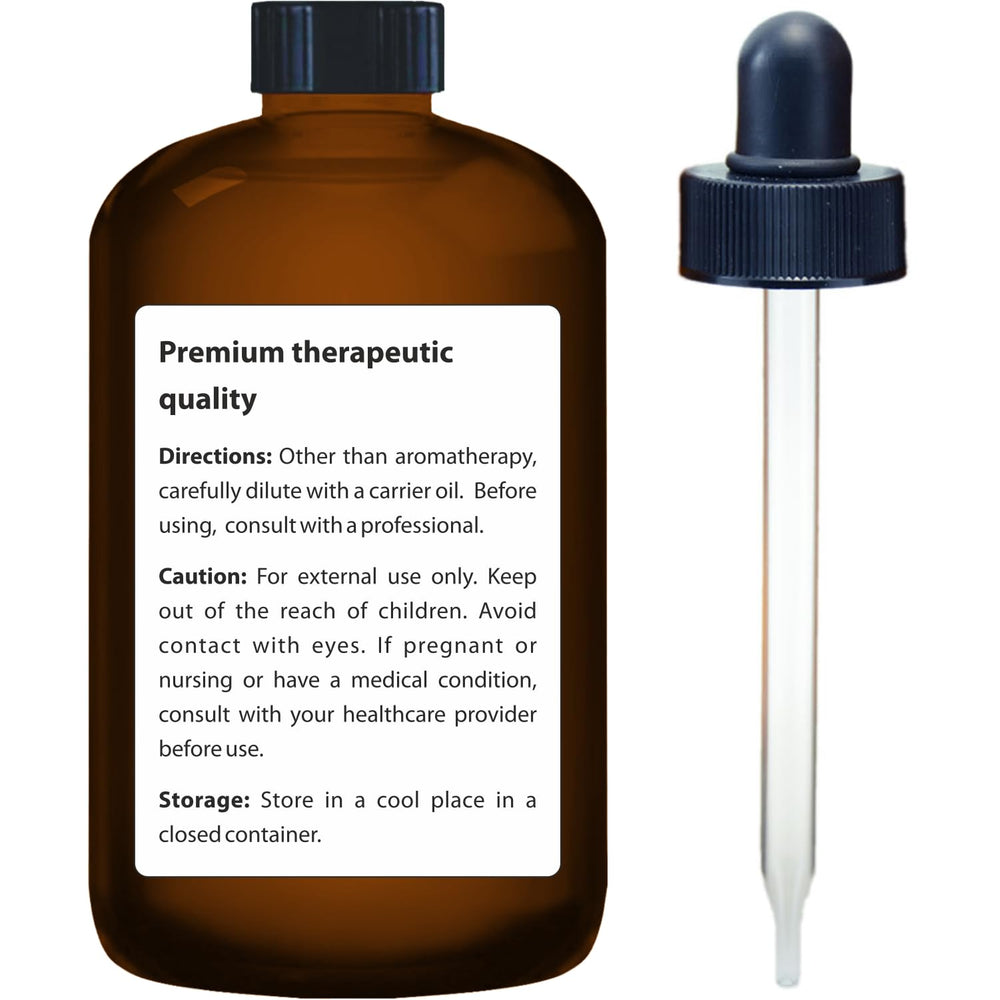 Dark glass bottle of eucalyptus essential oil with dropper