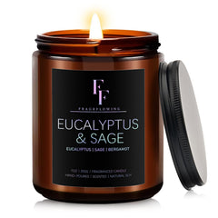7oz Eucalyptus & Sage scented candle in amber jar
