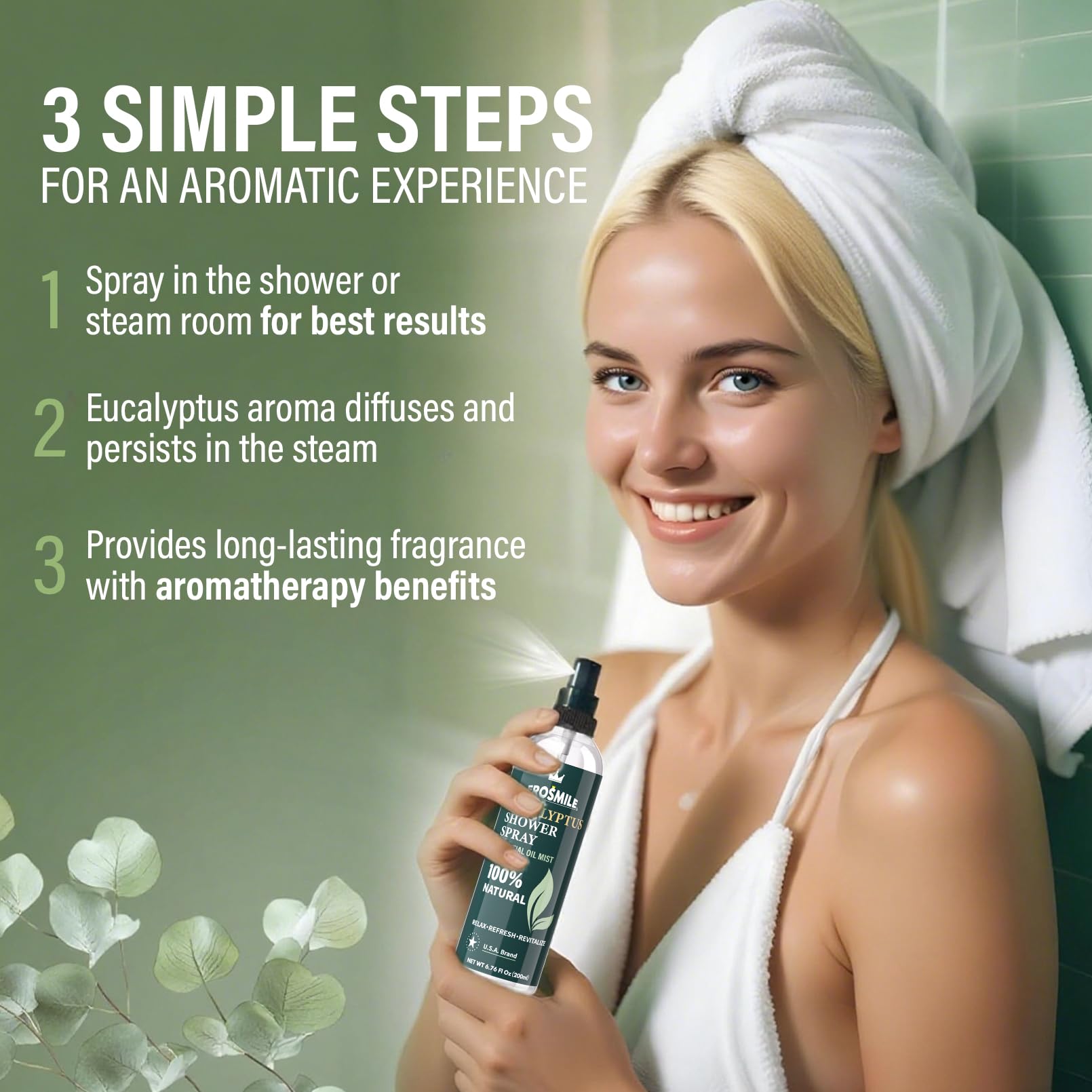 Natural eucalyptus shower mist for daily shower