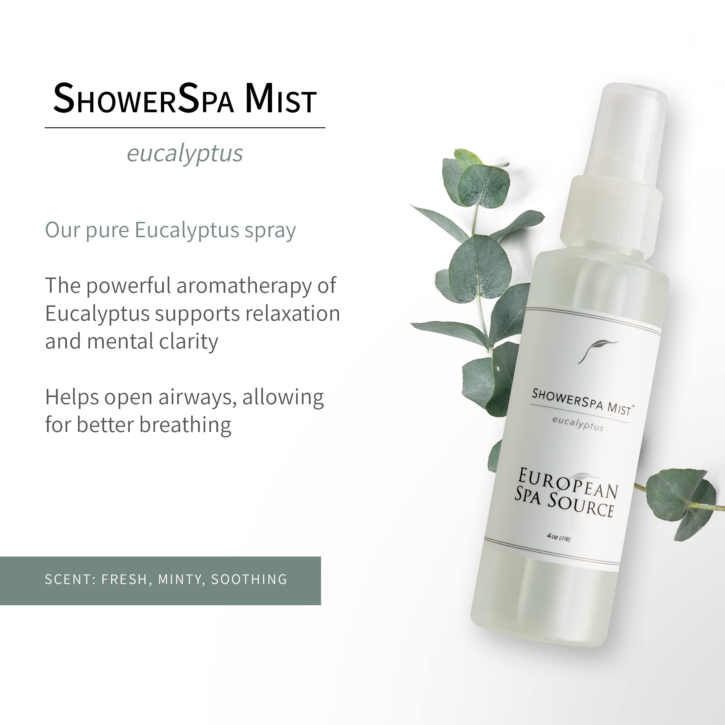 Label on bottle highlighting eucalyptus essential oil