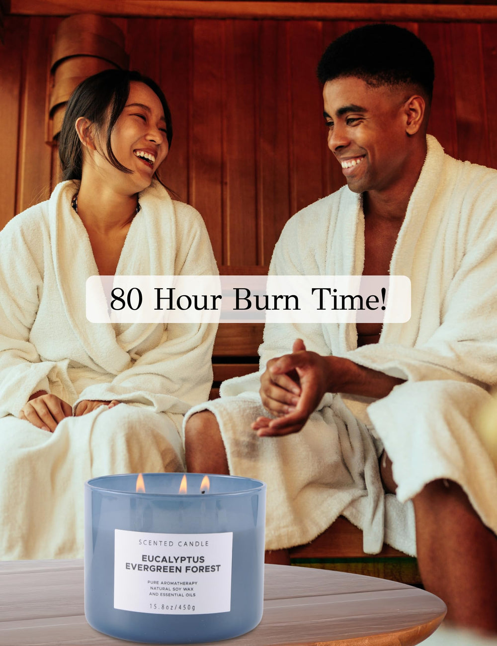 Top-down view highlighting the three wicks and wax surface