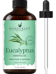 Handcraft Blends Eucalyptus Essential Oil bottle in amber glass with dropper