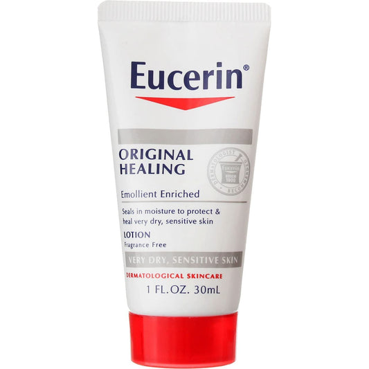 Eucerin Original Moisturizing Lotion 1oz bottle offering gentle hydration for very dry skin