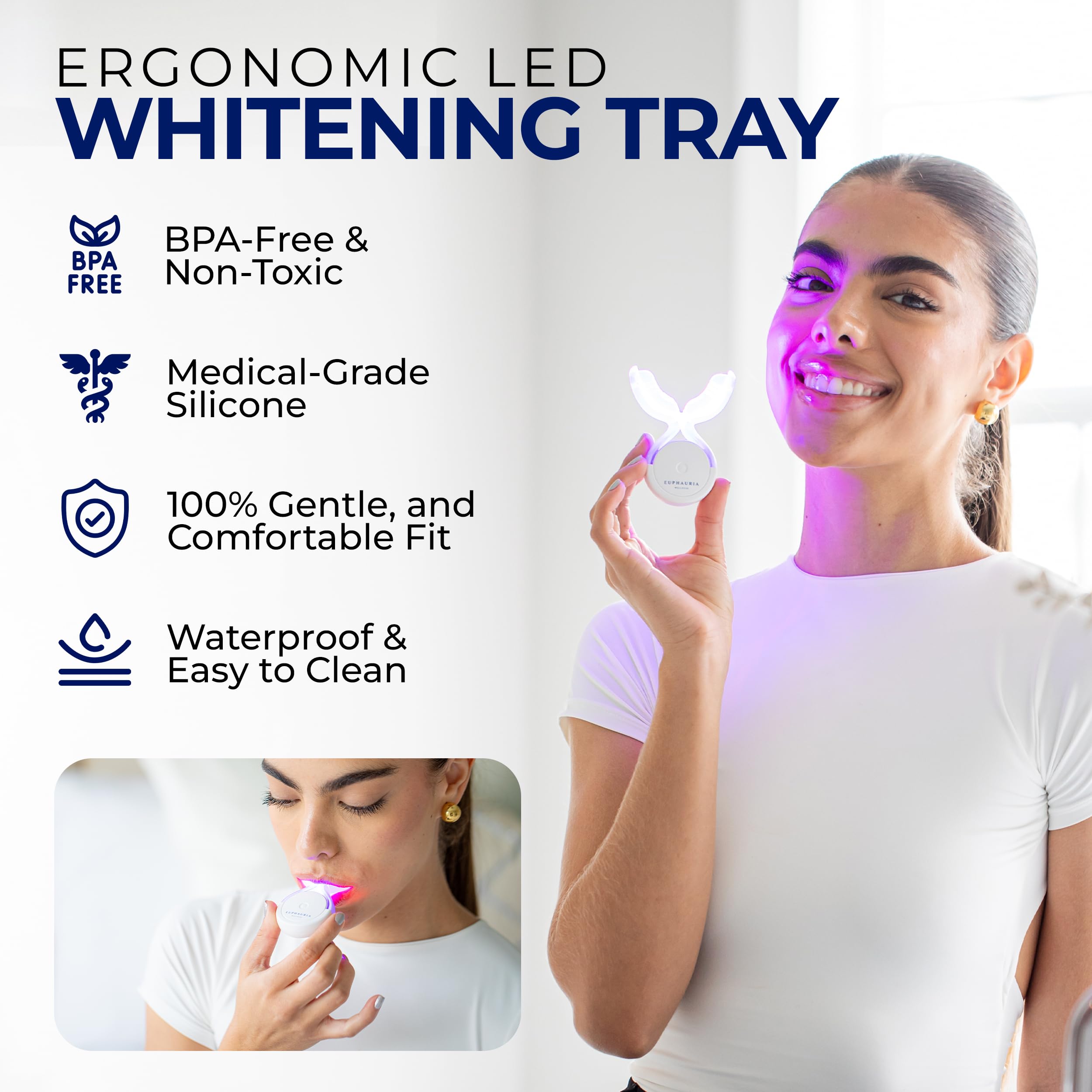 Shade guide included to track whitening progress