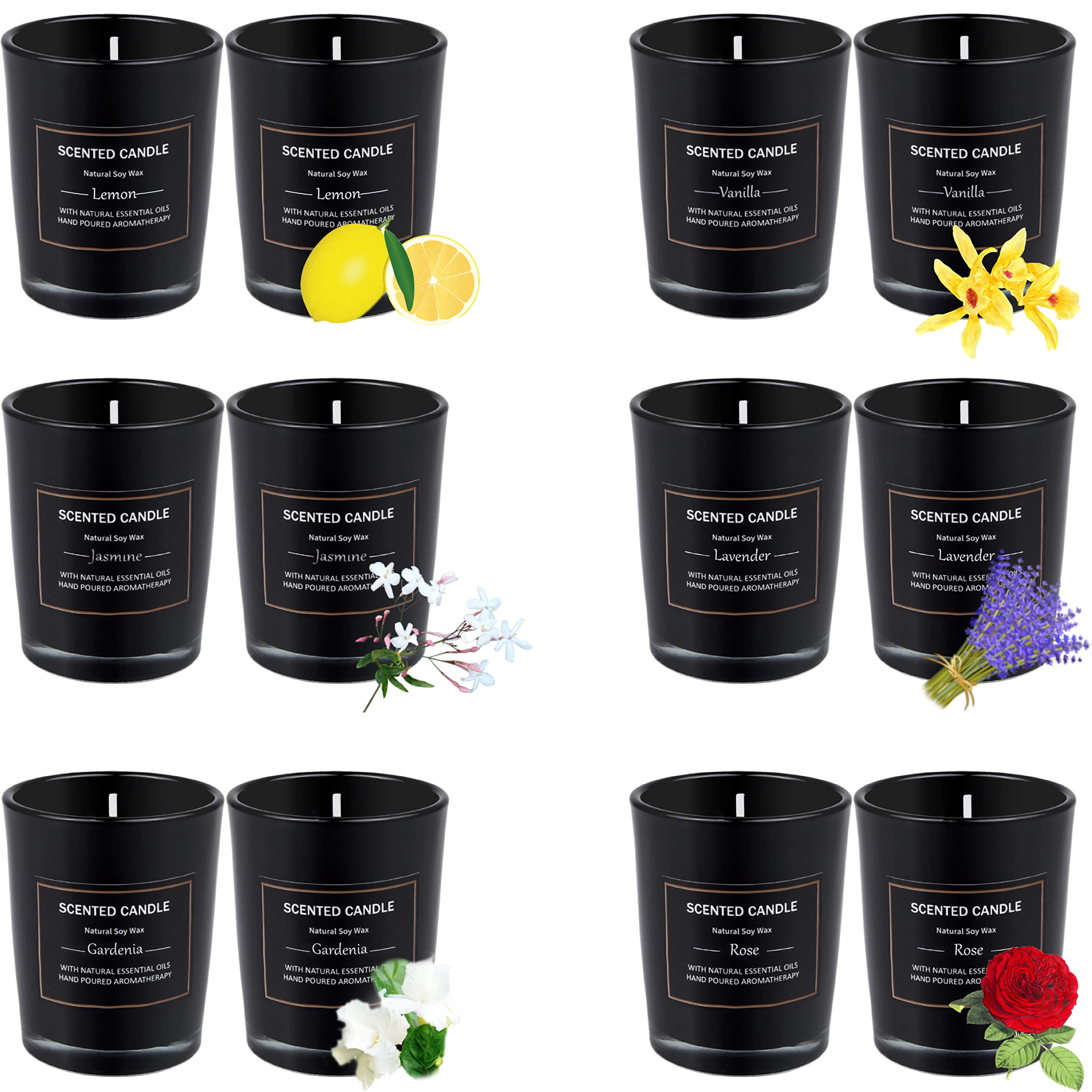 Gardenia scented candle 2.5oz in black jar (EUPNHY 12-pack)