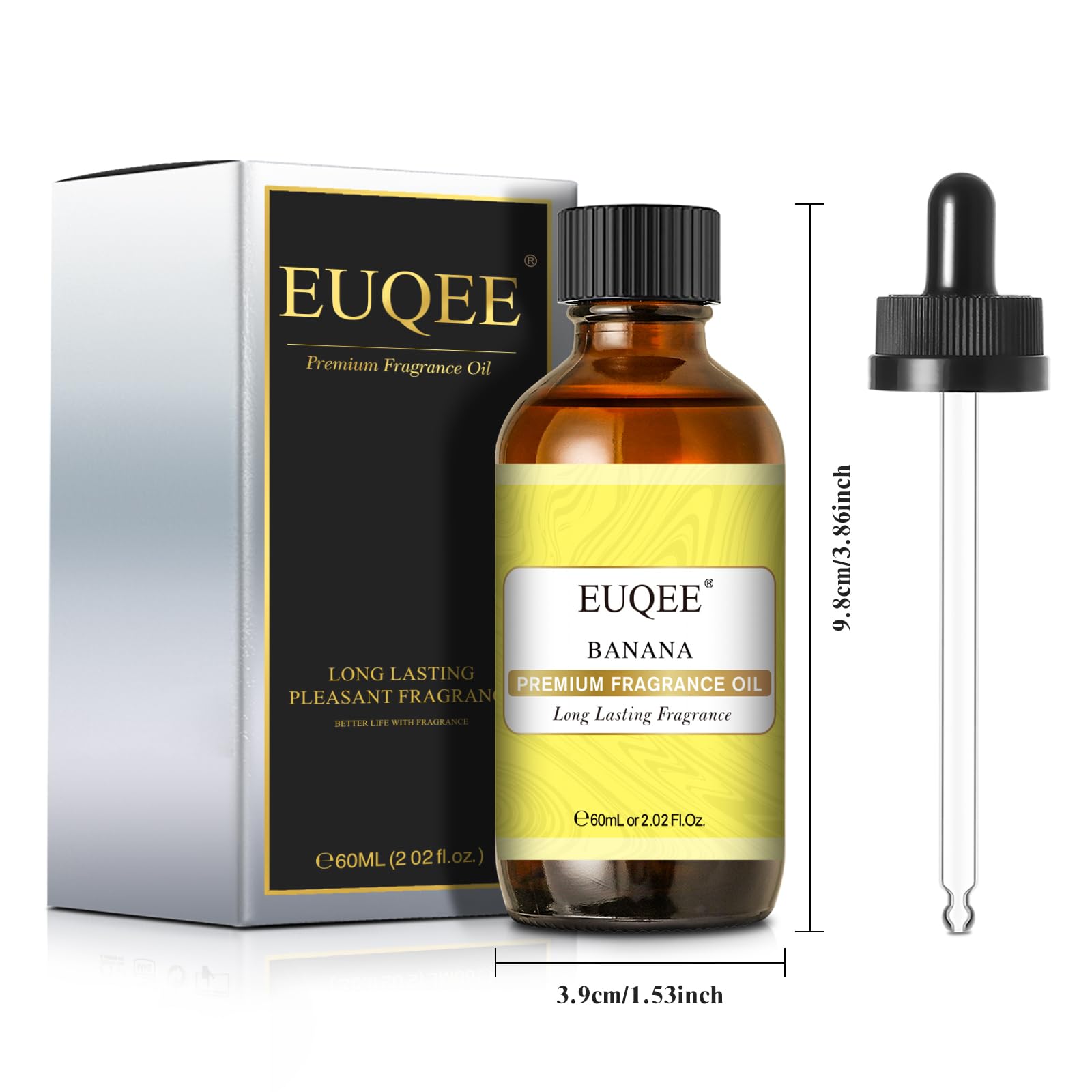 Amber bottle with glass dropper for EUQEE Banana Fragrance Oil