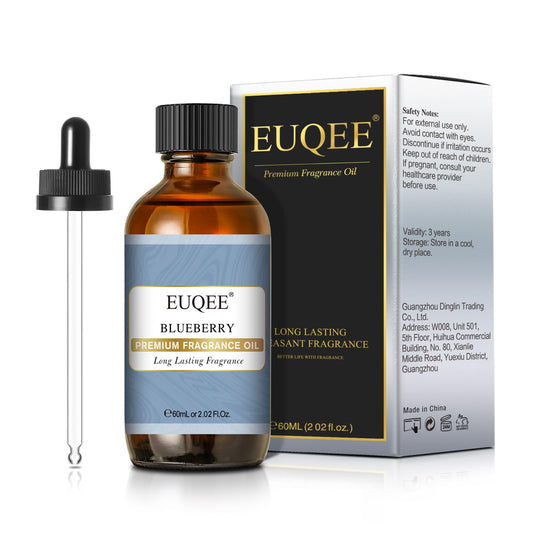 EUQEE Blueberry Fragrance Oil in amber glass bottle with dropper