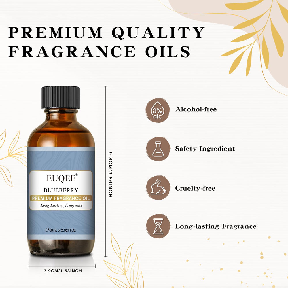 EUQEE Blueberry Fragrance Oil label on amber bottle