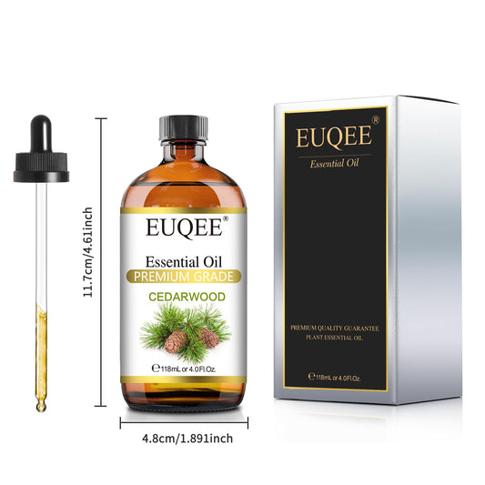 Amber glass bottle of Cedarwood essential oil with dropper