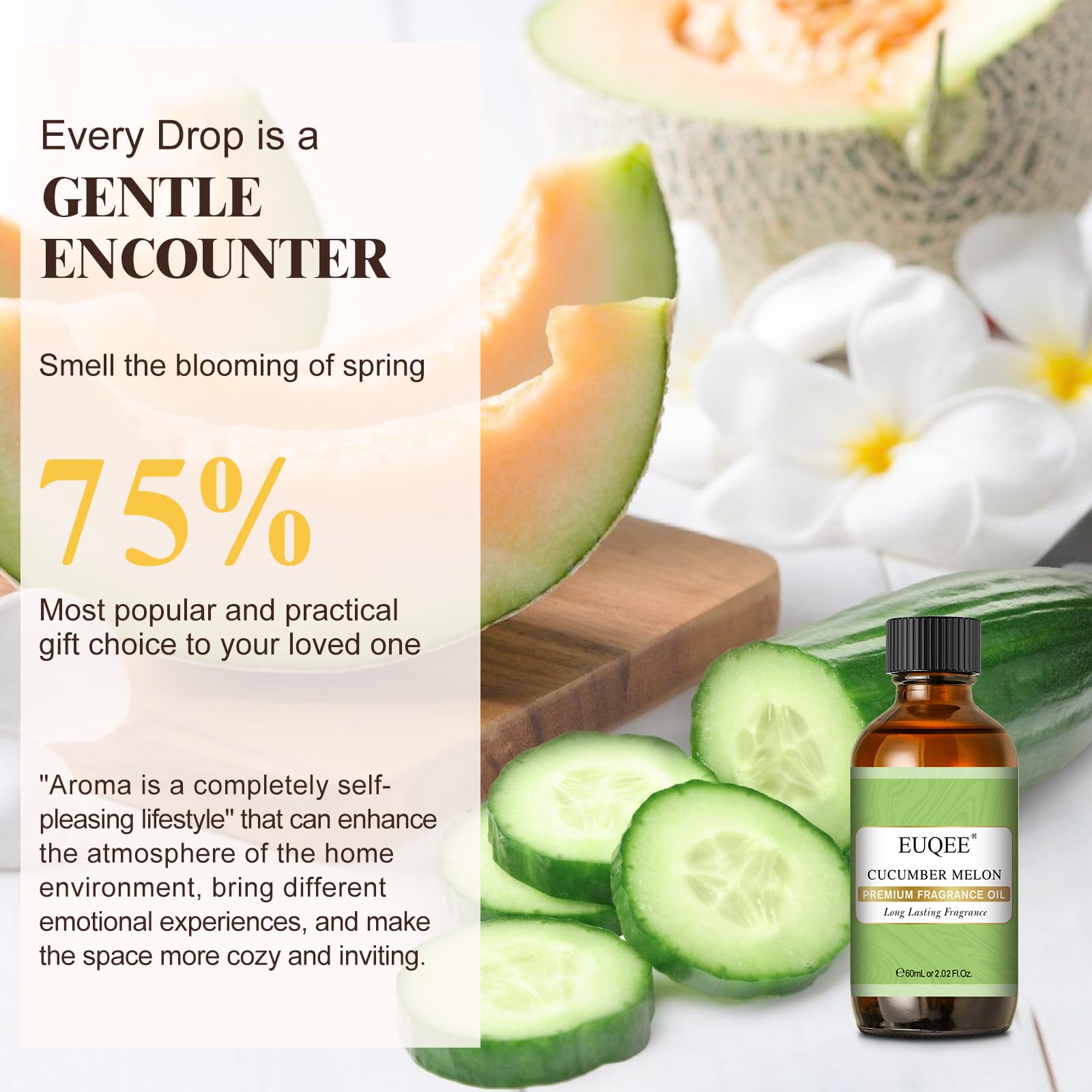 Gift box packaging for EUQEE Cucumber Melon fragrance oil