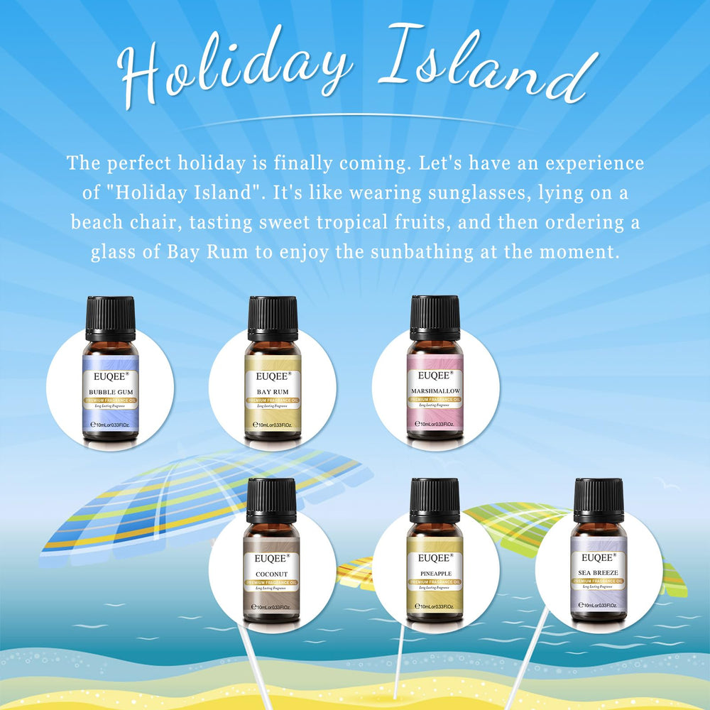 Aromatherapy oil collection featuring Bay Rum and Marshmallow