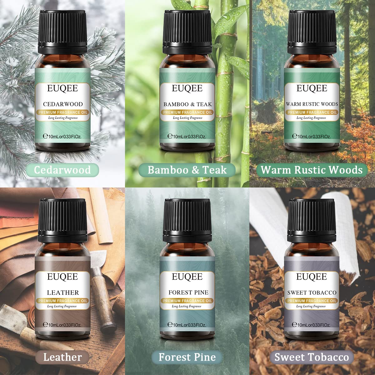 Bamboo & Teak fragrance oil - 10ml amber bottle (EUQEE)