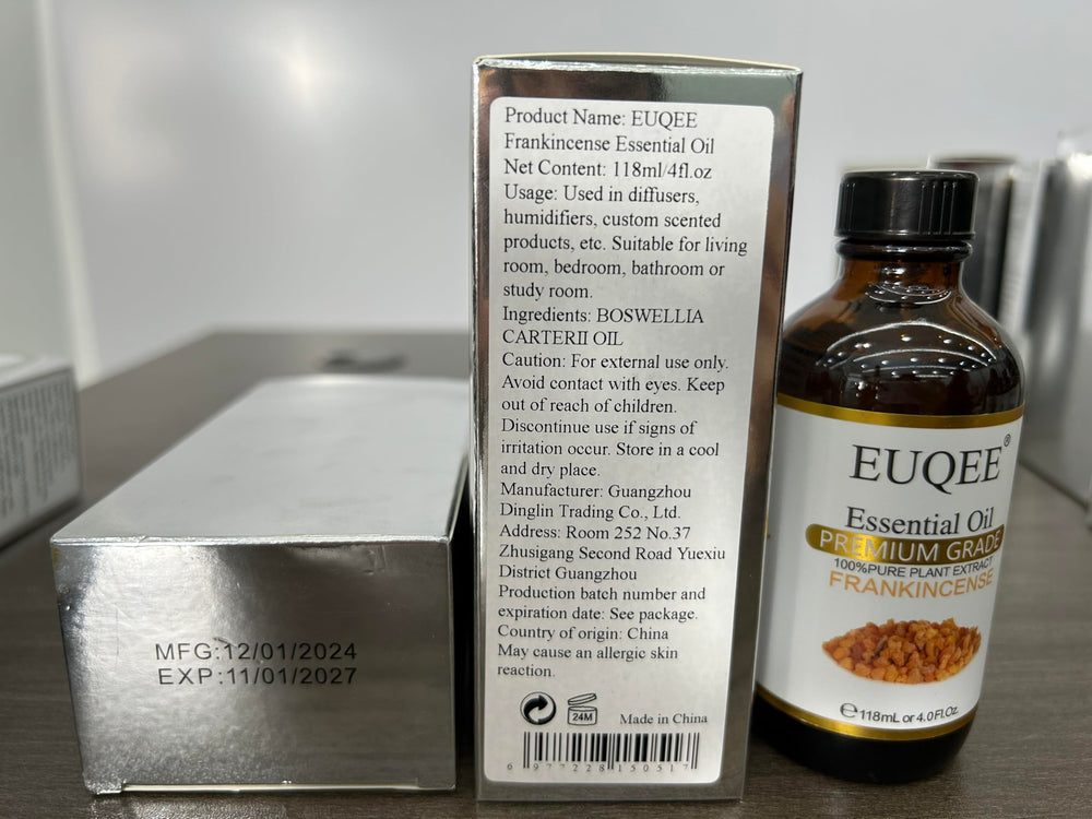 EUQEE gift-ready packaging for frankincense essential oil