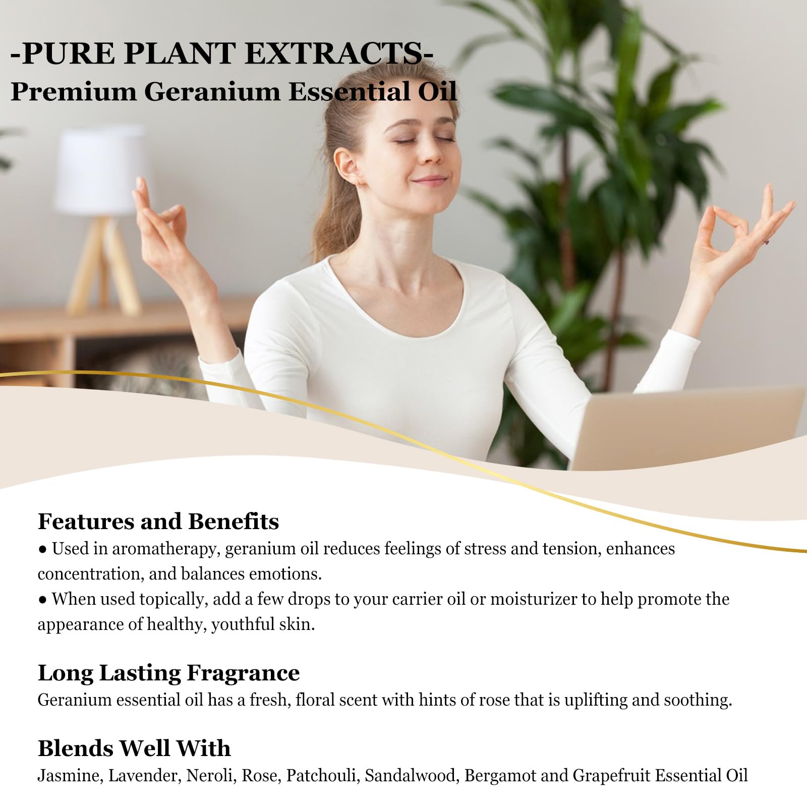 Geranium essential oil applied for skincare routine using EUQEE product